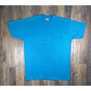 Vintage BVD Blank Pocket T Shirt Men’s XL Teal USA Single Stitch Selvedge NWOT.